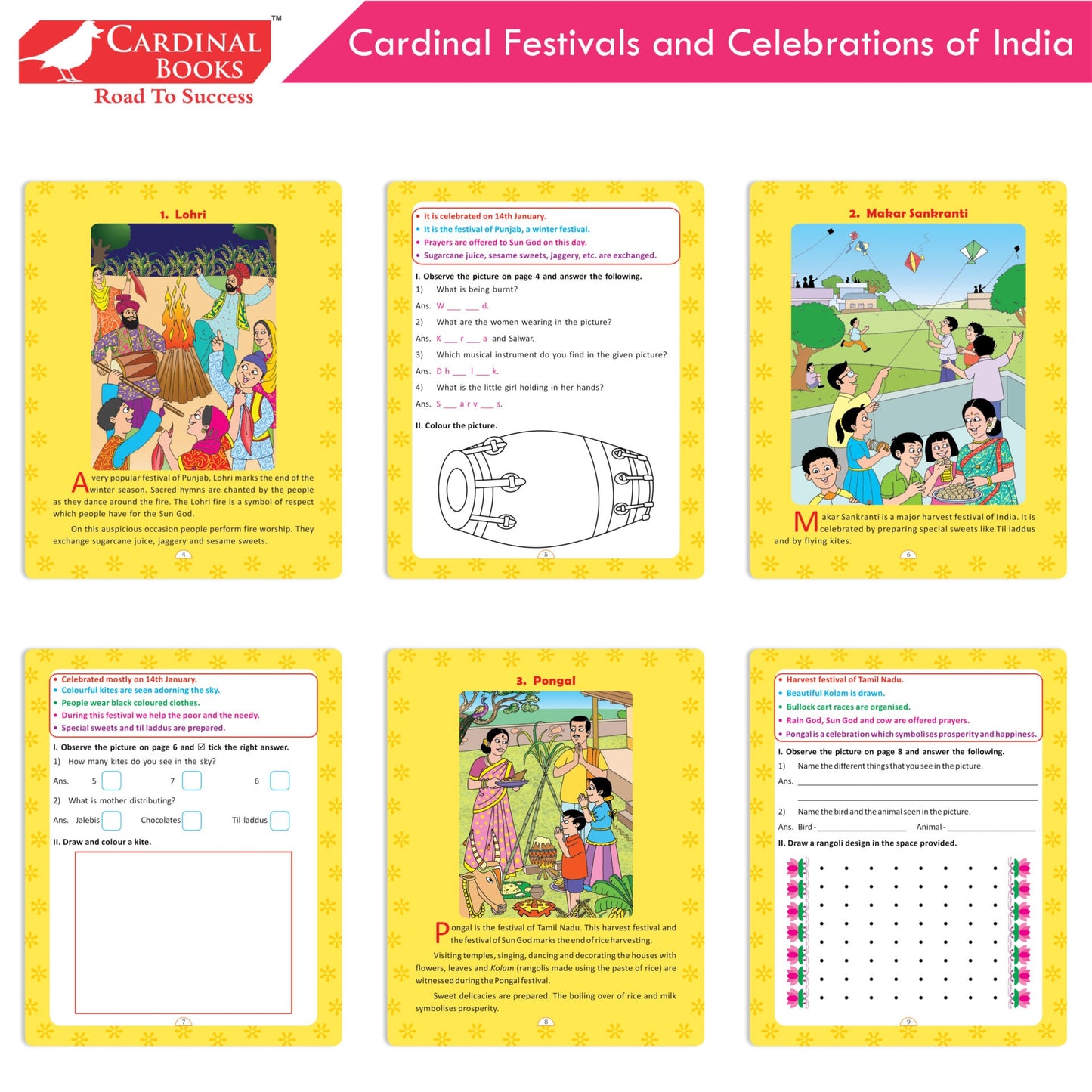 Cardinal General Knowledge Book 2 (Set of 3)|Good Habit B| Festival & Celebration of India| Tell Me More B| Combo Book Set| Ages 3-7 Years