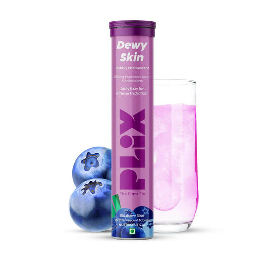 PLIX The Plant Fix Dewy Skin Hyaluronic Acid Effervescent Tablets For Radiant Skin - Blueberry - BUDEN