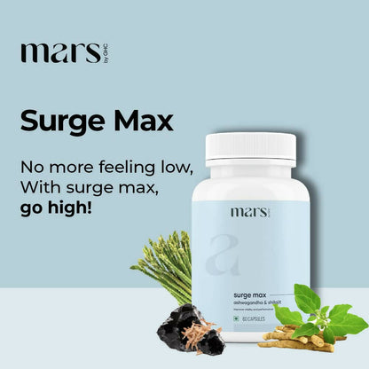 Mars By GHC Surge Max Capsules with Ashwagandha, Gokshura, Safed Musli