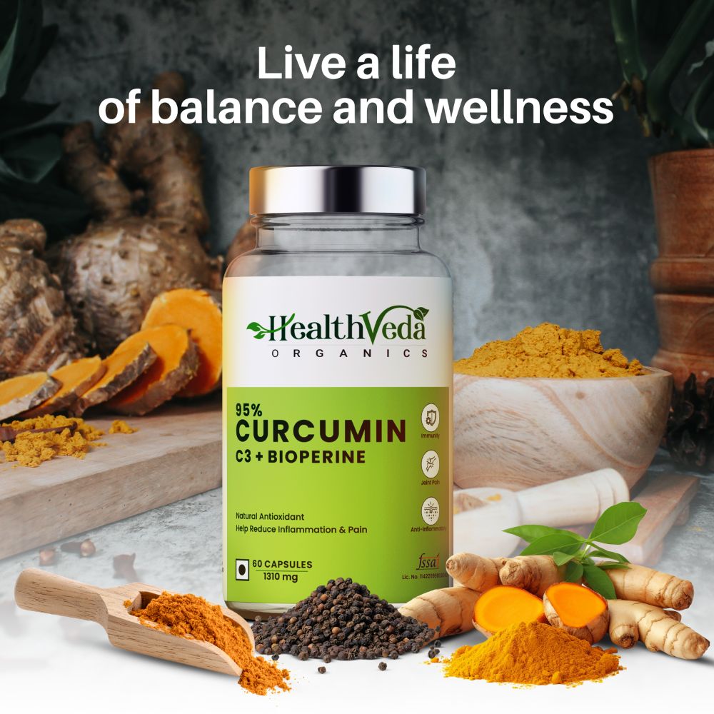 Health Veda Organics Curcumin C3 + Bioperine Capsules