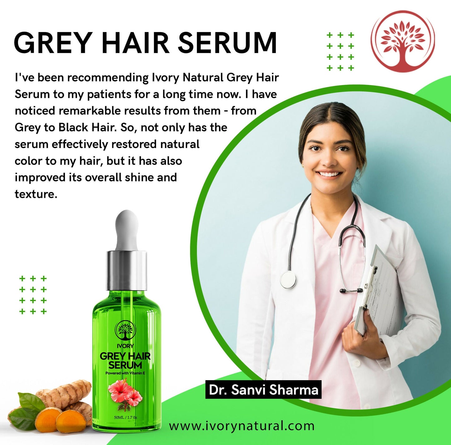 Ivory Natural Grey Hair Serum - Restore Natural Hair Color