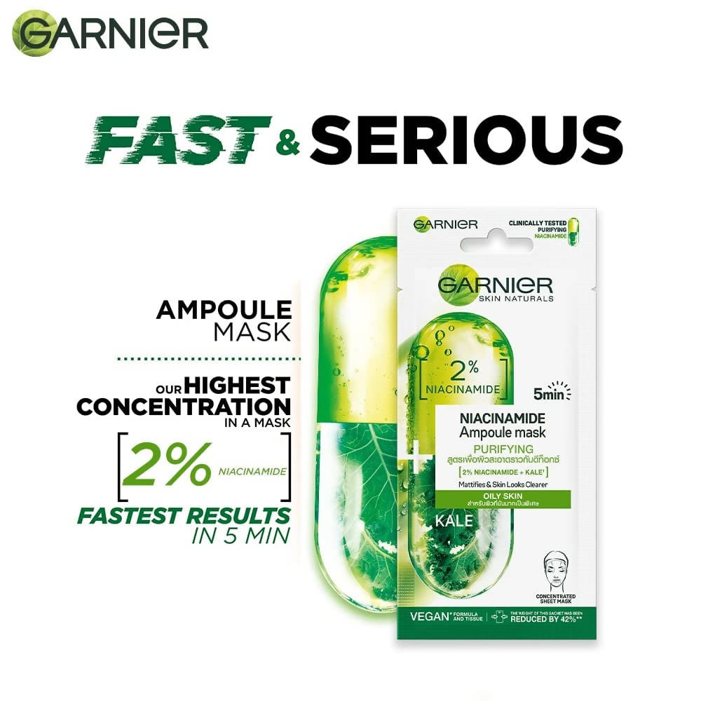 Garnier Niacinamide Serum Ampoule Kale Face Sheet Mask