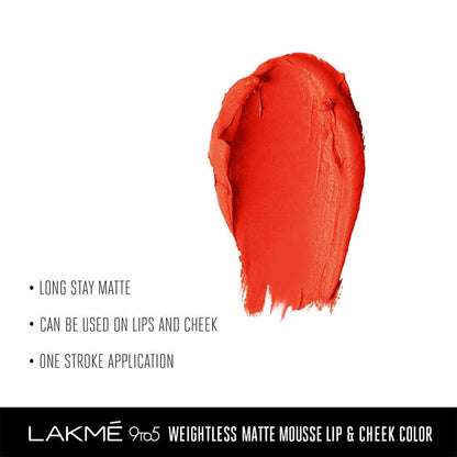 Lakme 9 to 5 Weightless Mousse Lip & Cheek Color - Tangerine Fluff