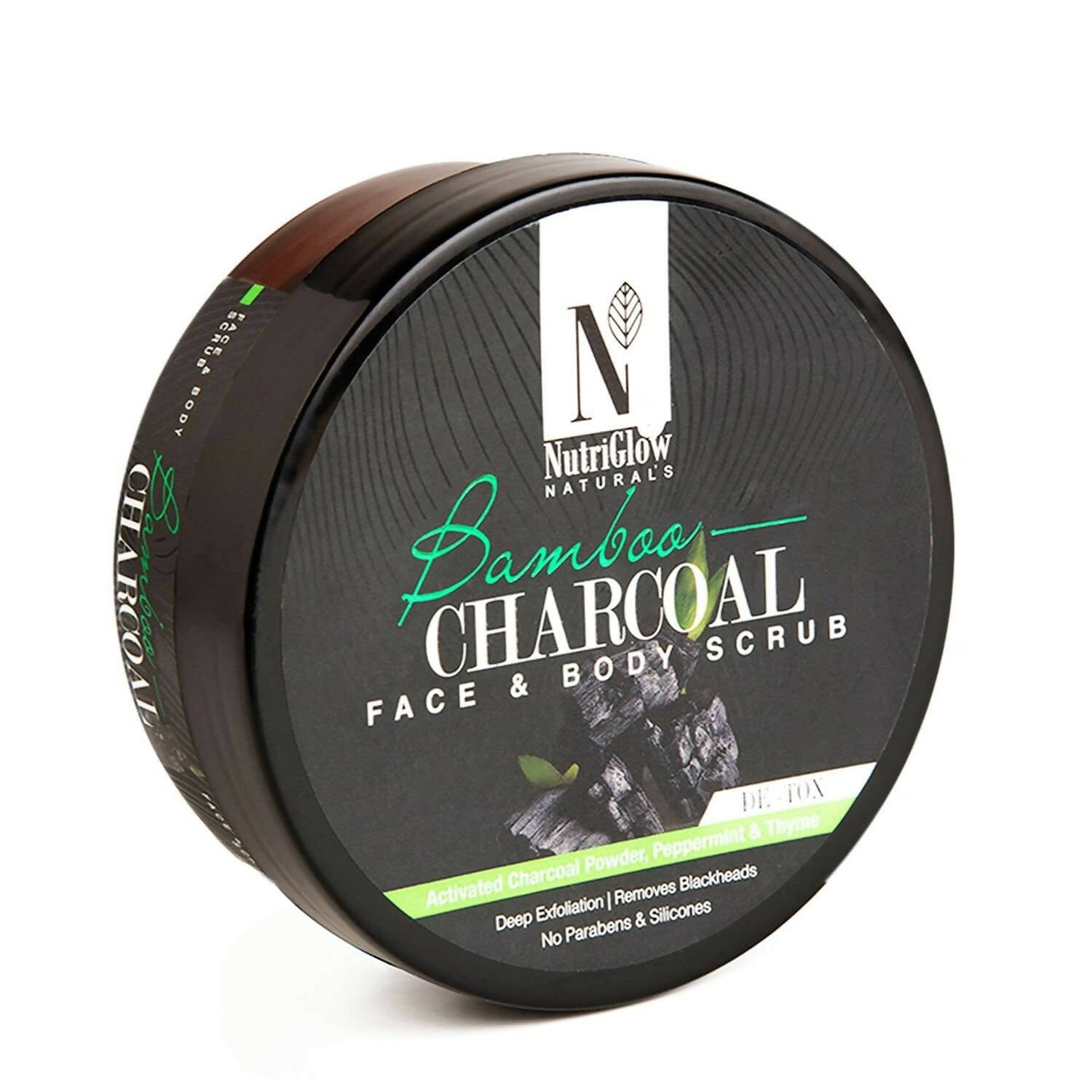 NutriGlow NATURAL'S Bamboo Charcoal Face & Body Scrub - BUDNEN