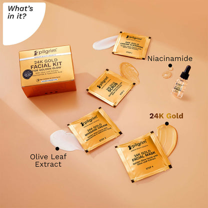 Pilgrim 24K Gold Facial Kit For Golden Glow