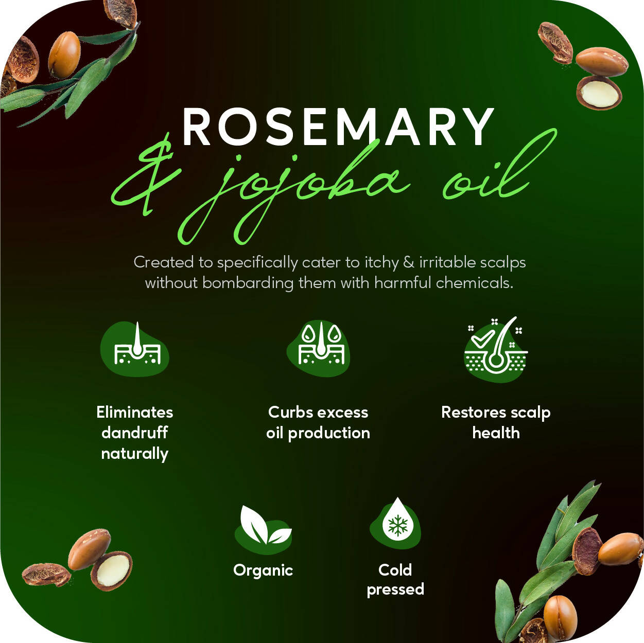 Careberry Organic Rosemary & Jojoba Anti Dandruff Hair Oil