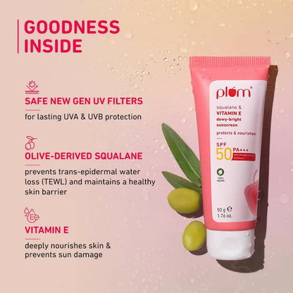 Plum Squalane & Vitamin E SPF 50 PA+++ Dewy-Bright Sunscreen