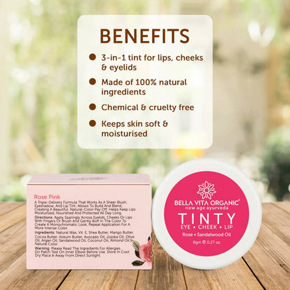 Bella Vita Organic Rose Pink 3 in 1 Tinty Blush