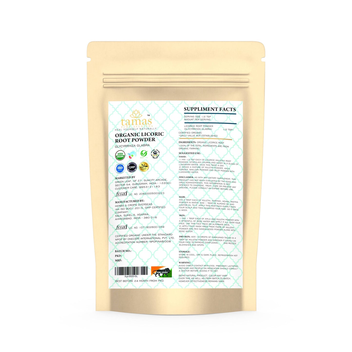 Tamas Pure Ayurveda Superfood Organic Licorice Root Powder