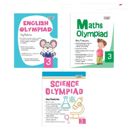 Scholars Insights Olympiad English, Maths and Science Workbooks Set Grade 3| Set of 3| Ages 8 - 10 Years -  buy in usa 