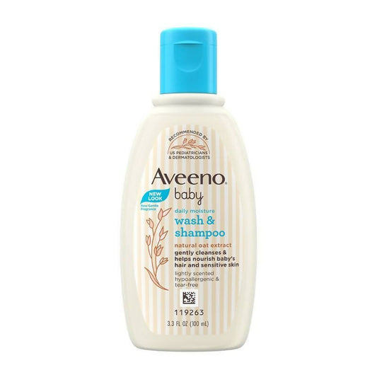 Aveeno Baby Daily Moisture Wash & Shampoo - Natural Oat Gentle Cleanser For Hair, Sensitive Body Skin