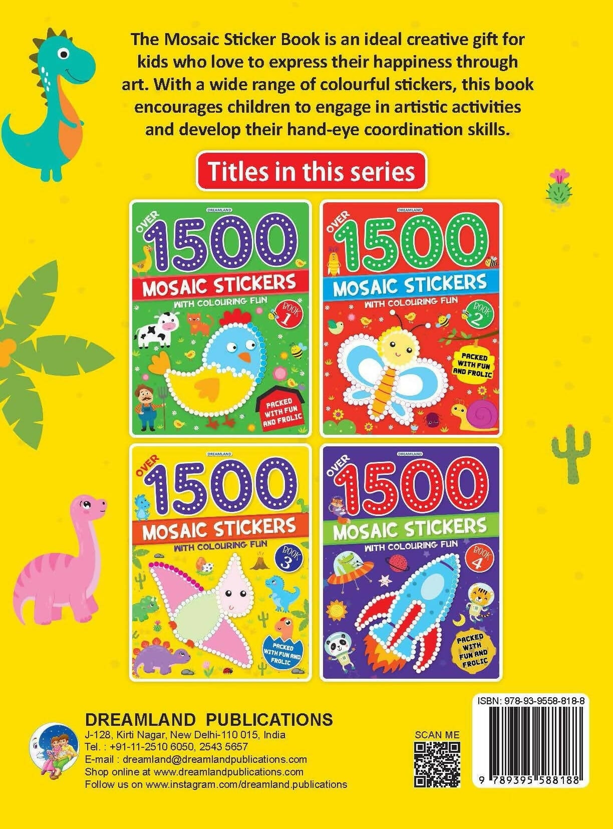 Dreamland Publications 1500 Mosaic Stickers Book 3 with Colouring Fun - Sticker Bok for Kids Age 4 - 8 years -  buy in usa 