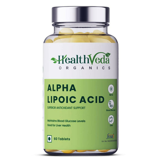 Health Veda Organics Alpha Lipoic Acid Veg Tablets - BUDNE