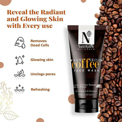 NutriGlow NATURAL'S Coffee Face Cleanser with Yogurt & Honey for Blackhead Removal Face Wash