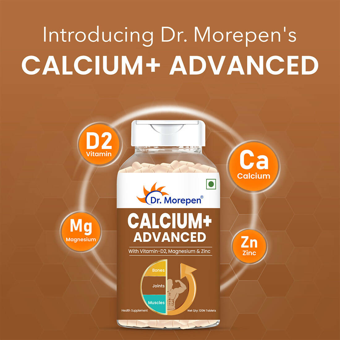 Dr. Morepen Calcium+ Advanced Tablets with Vitamin - D2, Magnesium & Zinc