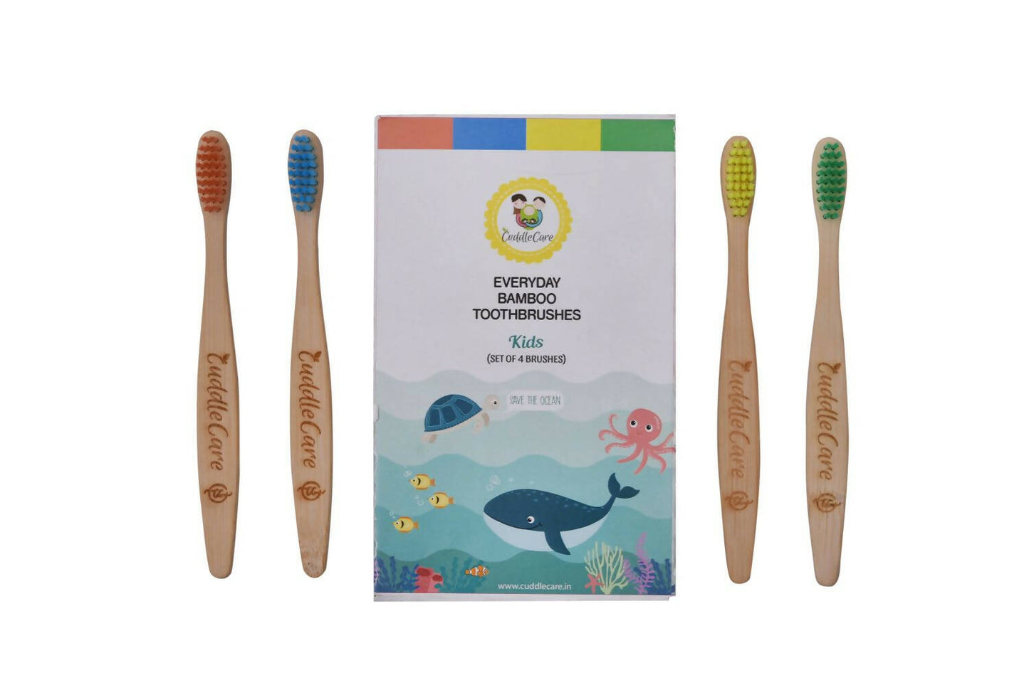Cuddle Care Bamboo Toothbrushes for Kids (Pack of 4)