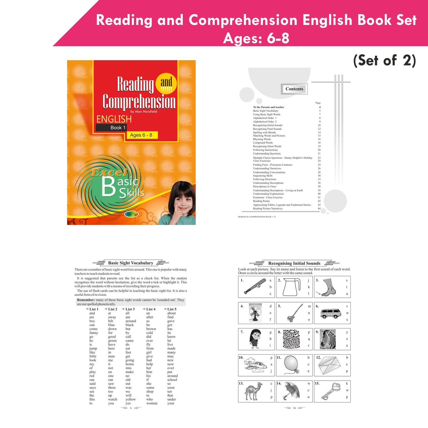 Reading and Comprehension English Book Set Ages 6 - 8 (Set of 2)