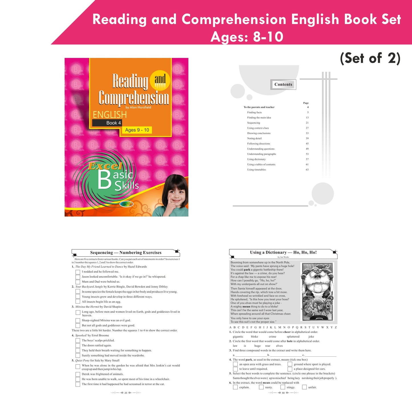 Reading and Comprehension English Book Set Ages 8 - 10 (Set of 2)