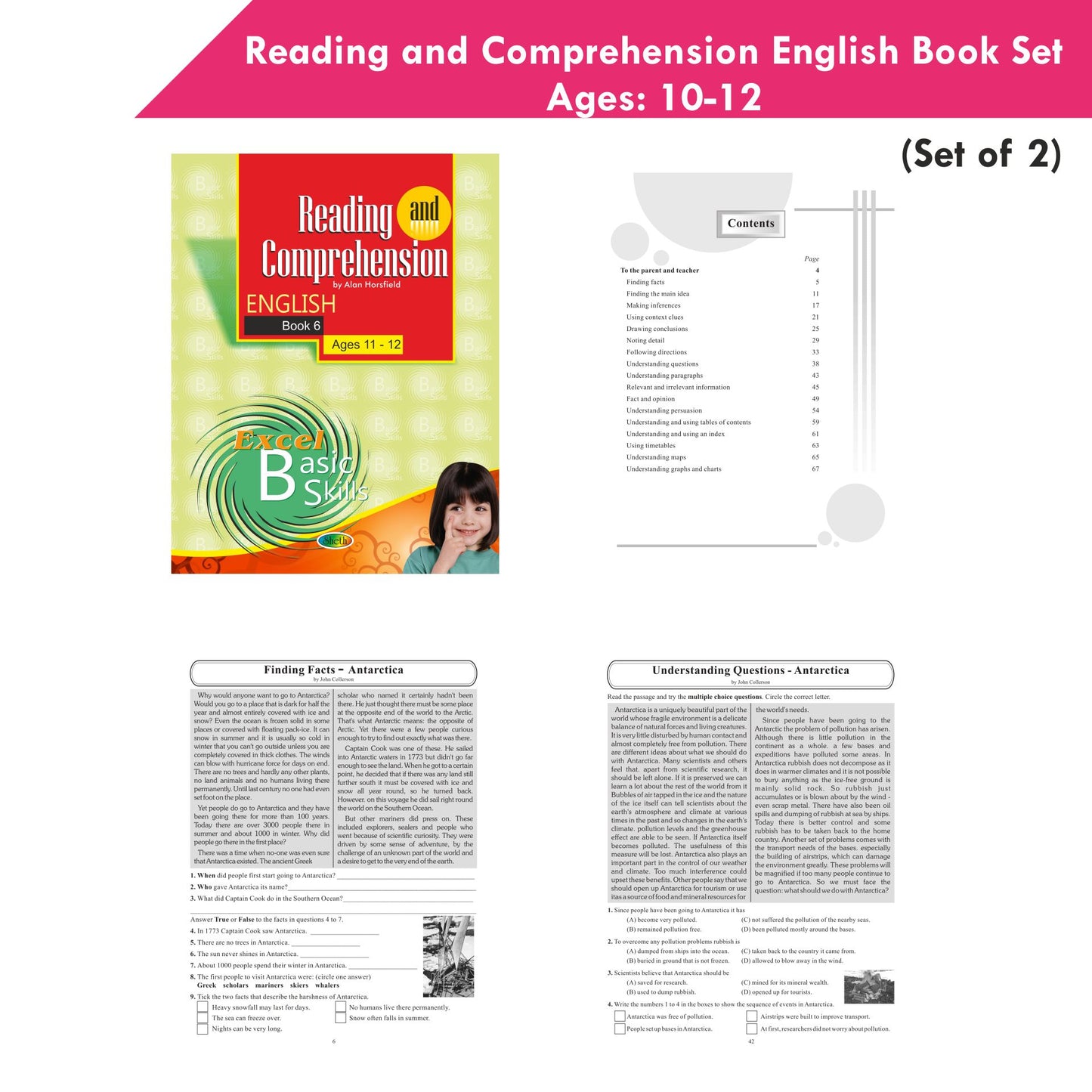 Reading and Comprehension English Book Set ges 10 - 12 (Set of 2)