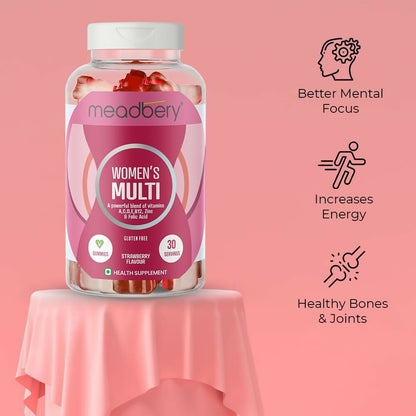 Meadbery Women's Multivitamin Gummies - Strawberry Flavour