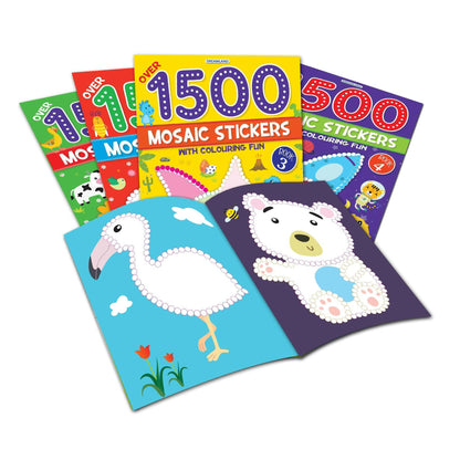 Dreamland Publications 1500 Mosaic Stickers Book 3 with Colouring Fun - Sticker Bok for Kids Age 4 - 8 years