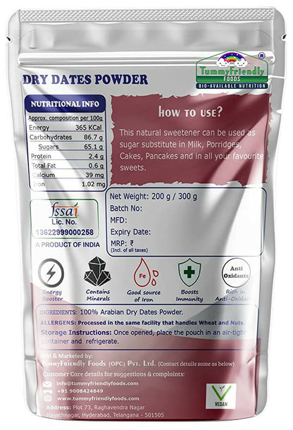 TummyFriendly Foods Dry Dates Powder from Premium Arabian Dates Kharek Powder Cereal