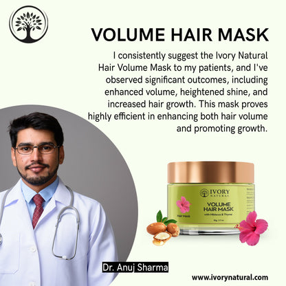 Ivory Natural Hair Volume Mask - Hair Volume And Length For Both Men & Women