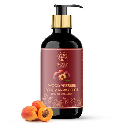 Ivory Natural Wood Pressed Bitter Apricot Oil Organic & Extra Virgin For Deep Moisturization, Gentle Hydration, And Youthful Glow