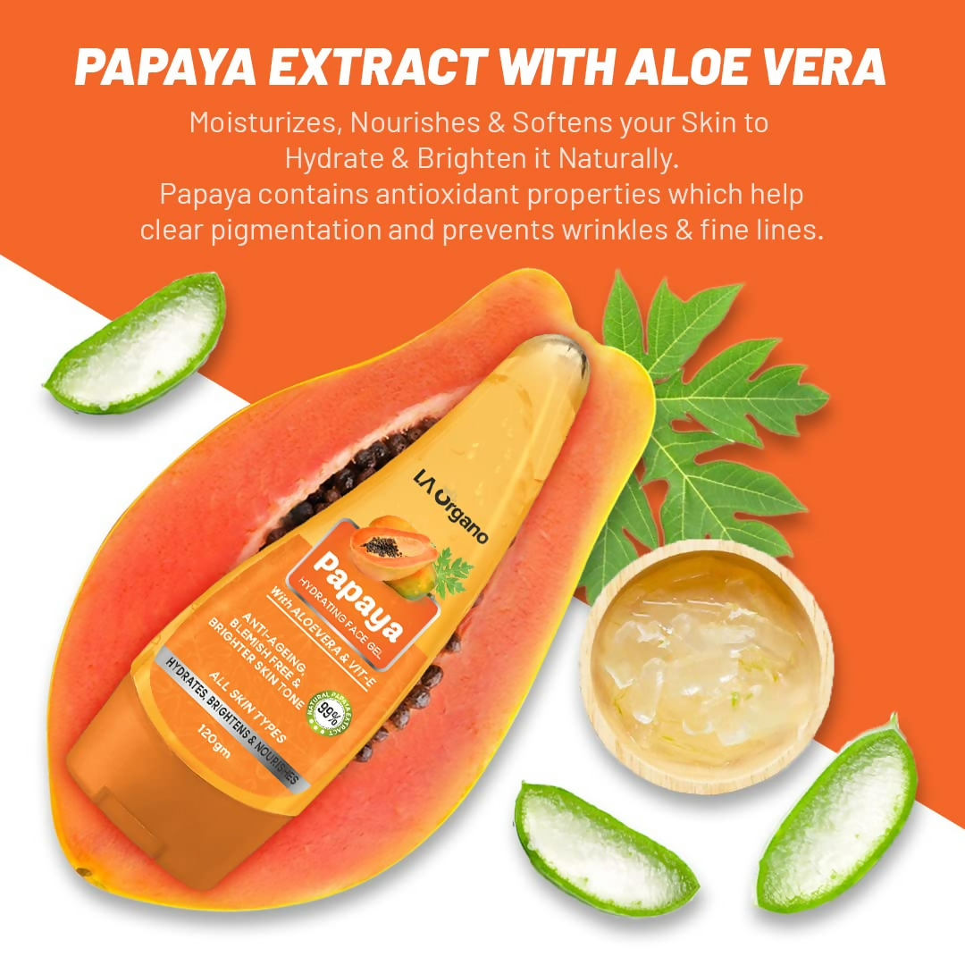 LA Organo Papaya Hydrating Face Gel with Alovera & Vit-E & Arabica Coffee Peel Off Mask Combo