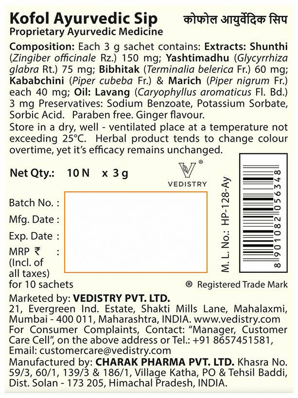 Charak Pharma Kofol Ayurvedic Sip Instant Kadha Sachet