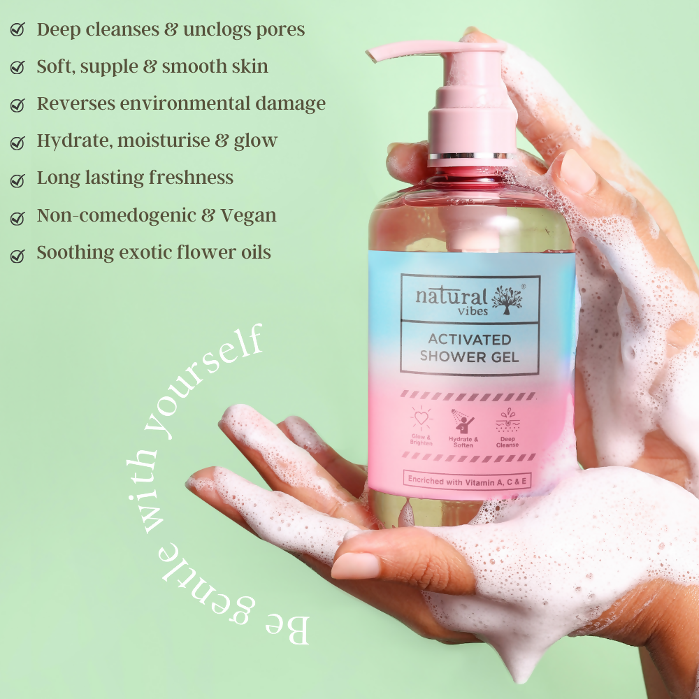 Natural Vibes Deep Cleanse & Exfoliating Routine - Shower Gel Body Wash & Scrubbing Glove