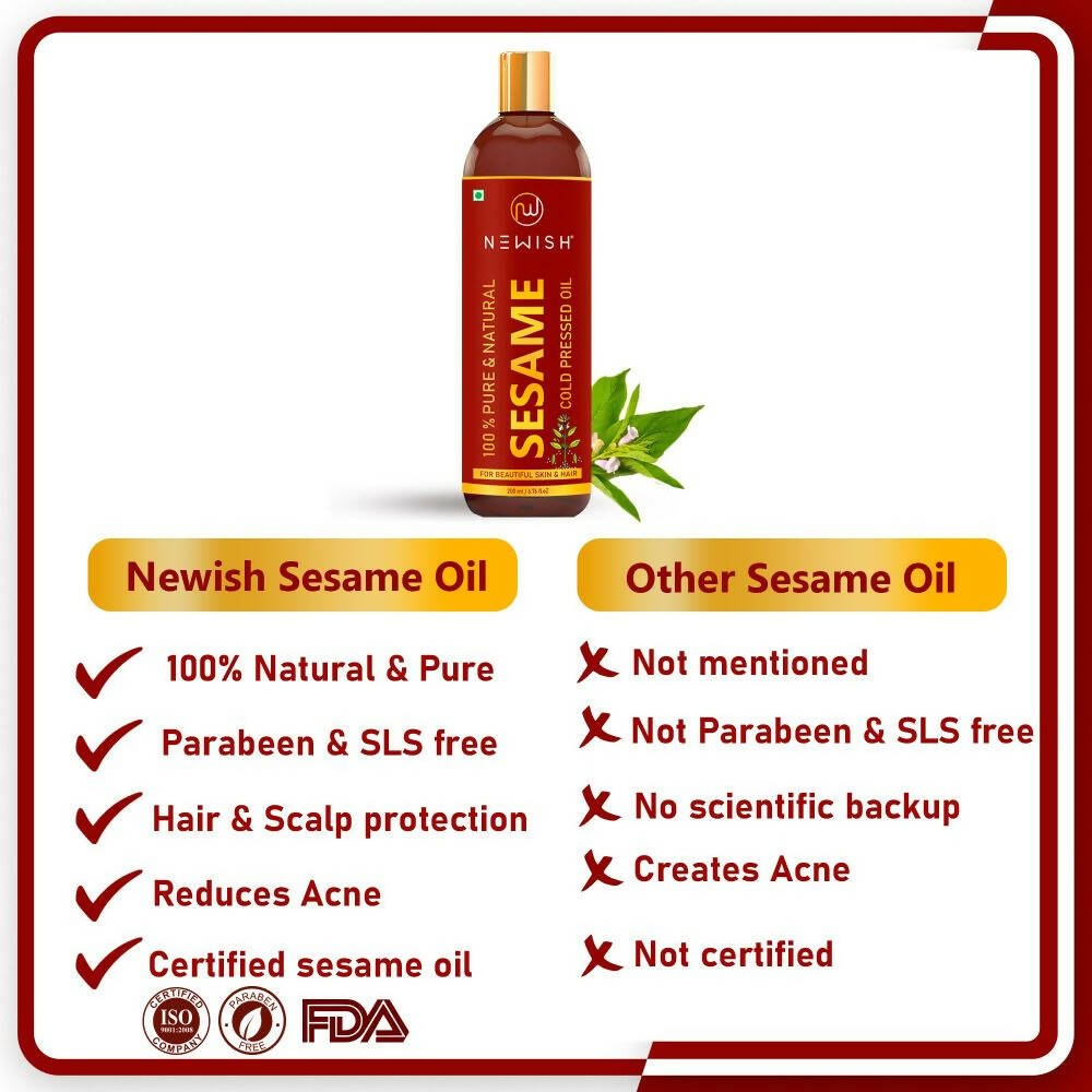 Newish Cold Pressed Sesame Oil For Hair & Skin