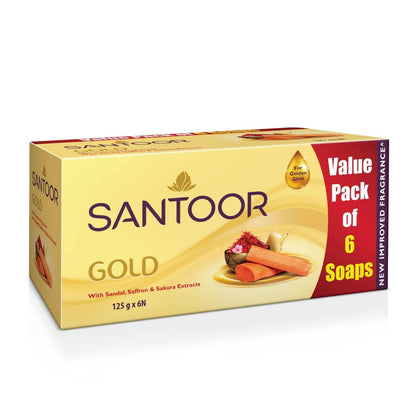 Santoor Gold Bathing Bar Soap with Kashmiri Saffron & Sandal - BUDEN