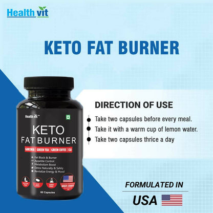 Healthvit Keto Fat Burner With Garcinia, Green Tea, Green Coffee Capsules