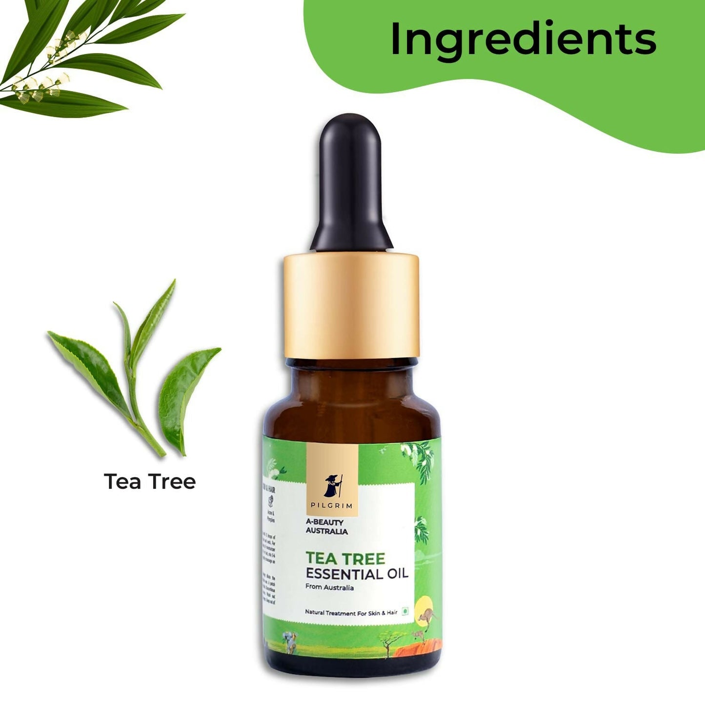 Pilgrim Australian Tea Tree Essential Oil For Hair, Skin Care, Acne & Pimples