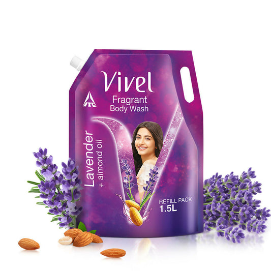 Vivel Fragrant Body Wash Lavender & Almond Oil Shower Gel Supersaver XL Refill Pouch