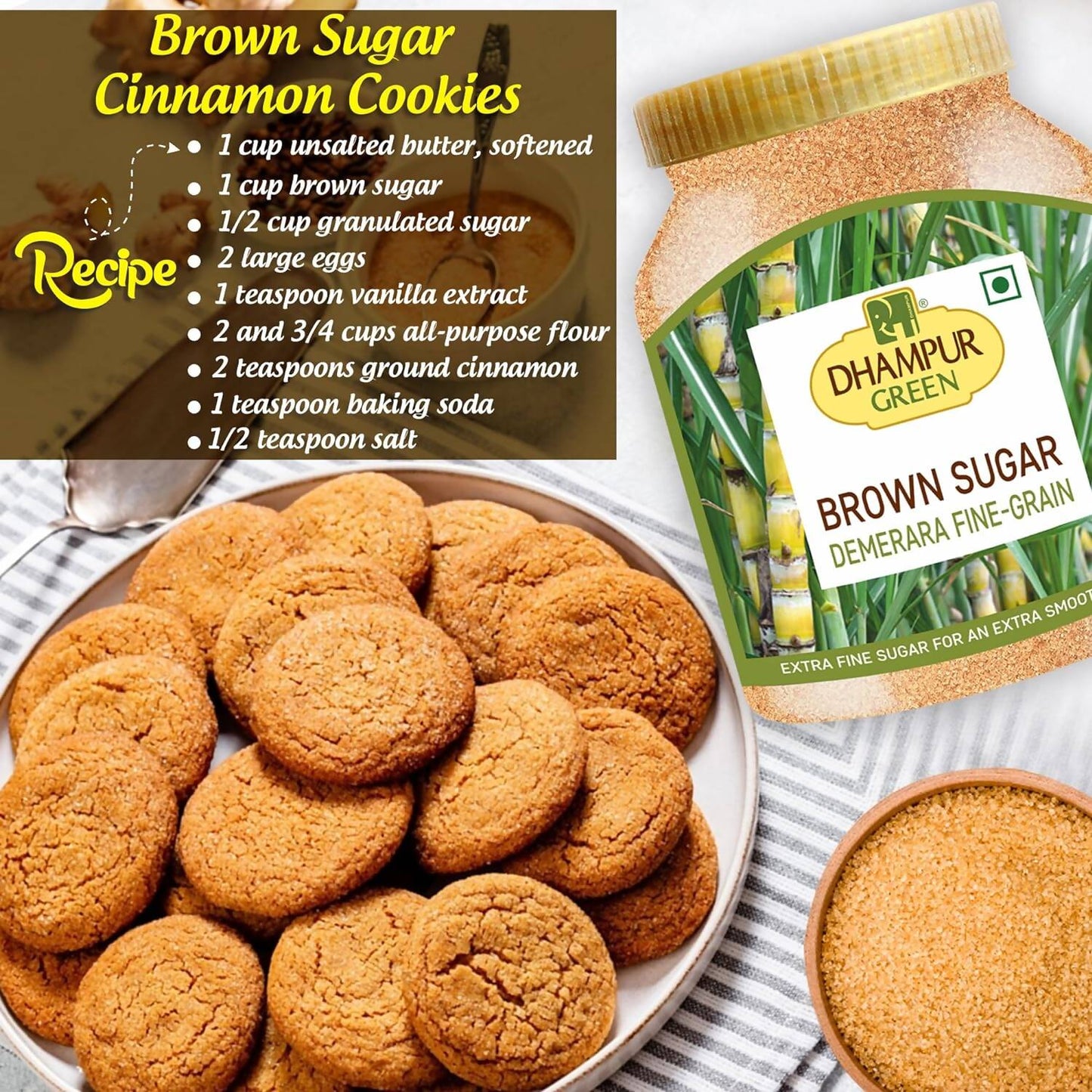 Dhampur Green Demerara Brown Sugar (Fine Grain)