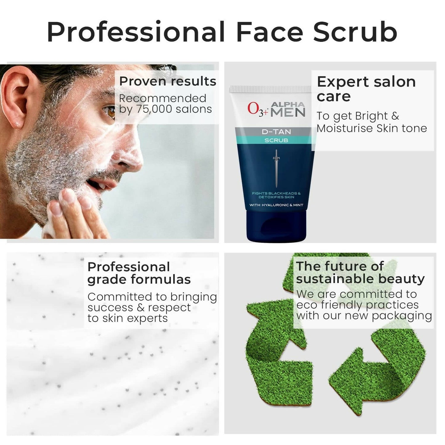 Professional O3+ Acno D-TAN Scrub With Hyaluronic & Mint