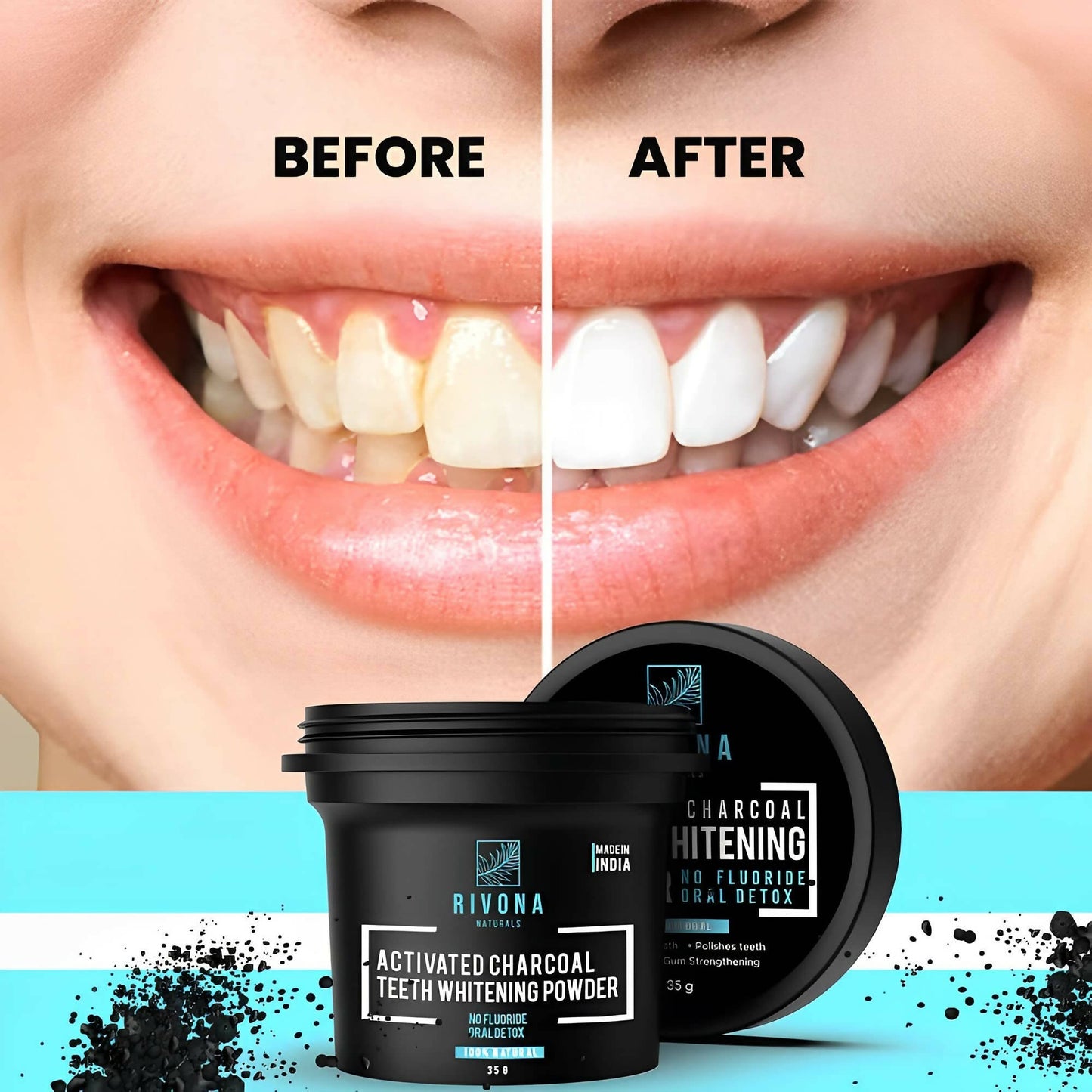 Rivona Naturals Activated Charcoal Teeth Whitening Powder