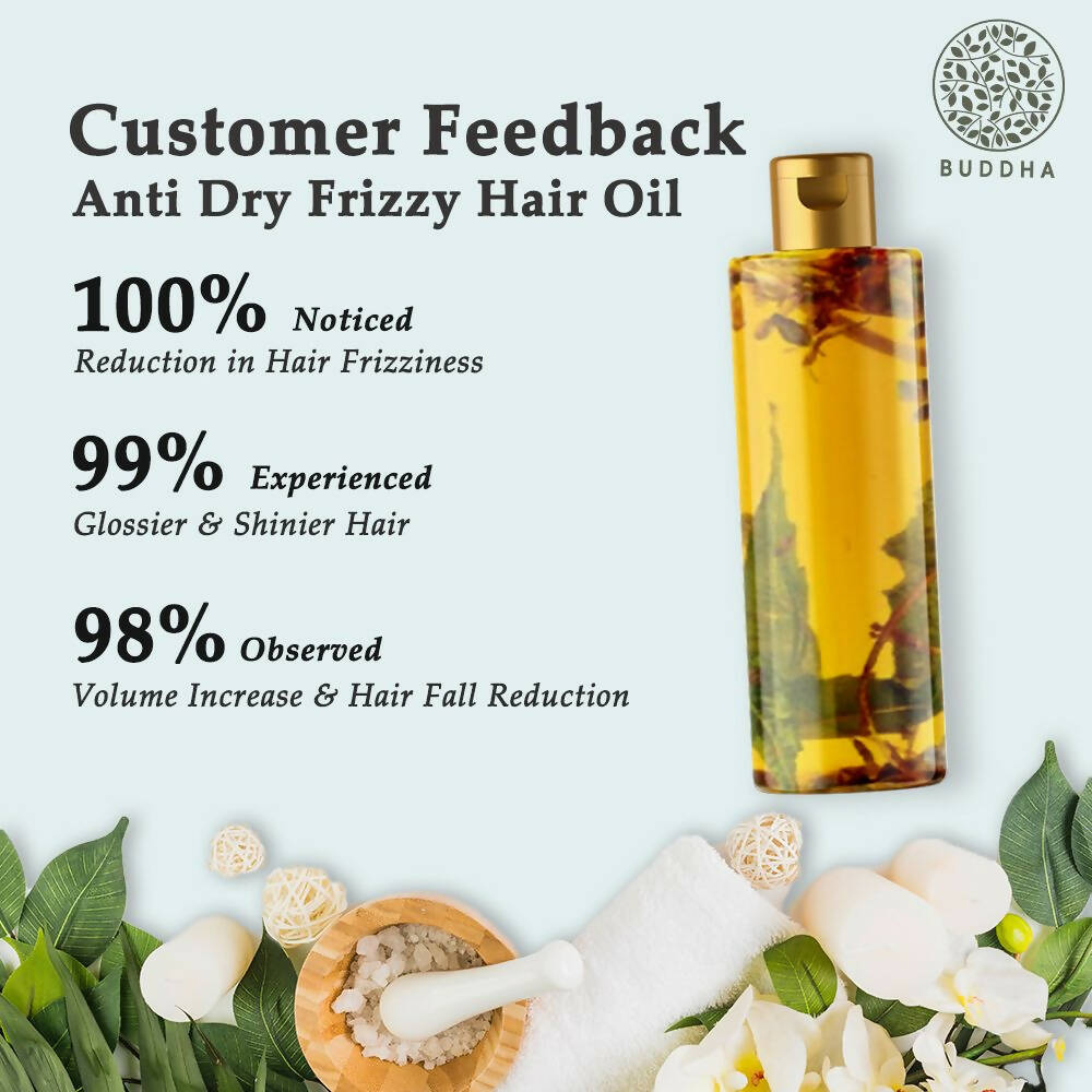 Buddha Natural Anti Dry Frizzy Hair Oil - For Instant Shine, Smoothness & Soft Hair