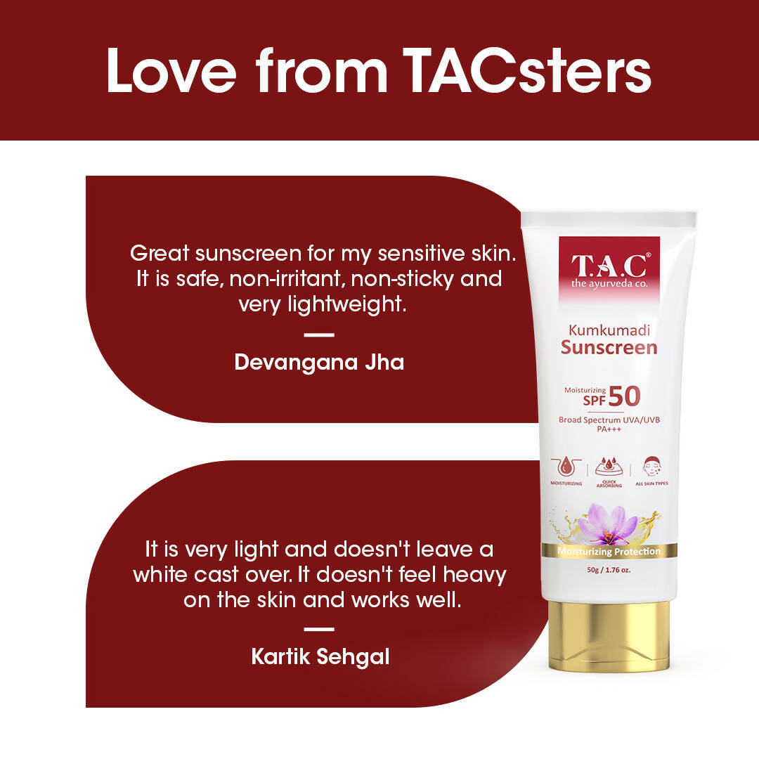 TAC - The Ayurveda Co. Kumkumadi Sunscreen Ultra Light SPF 50 with UVA/UVB PA+++