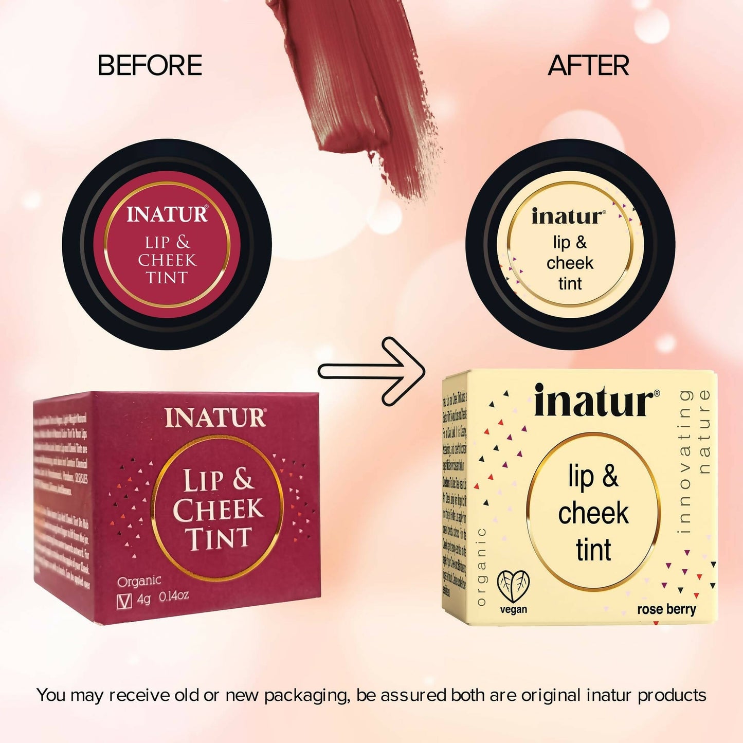 Inatur Lip and Cheek Tint Rose Berry