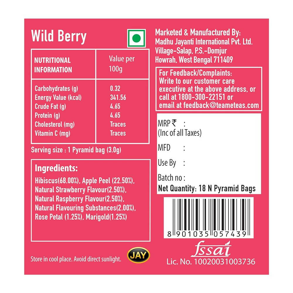 TE-A-ME Cool Wild Berry Iced Infusion Tea Bags