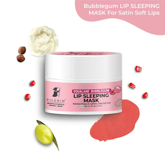 Pilgrim Spanish Lip Sleeping Mask (Bubblegum) with Shea Butter & Pomegranate For Hydrated & Soft Lips