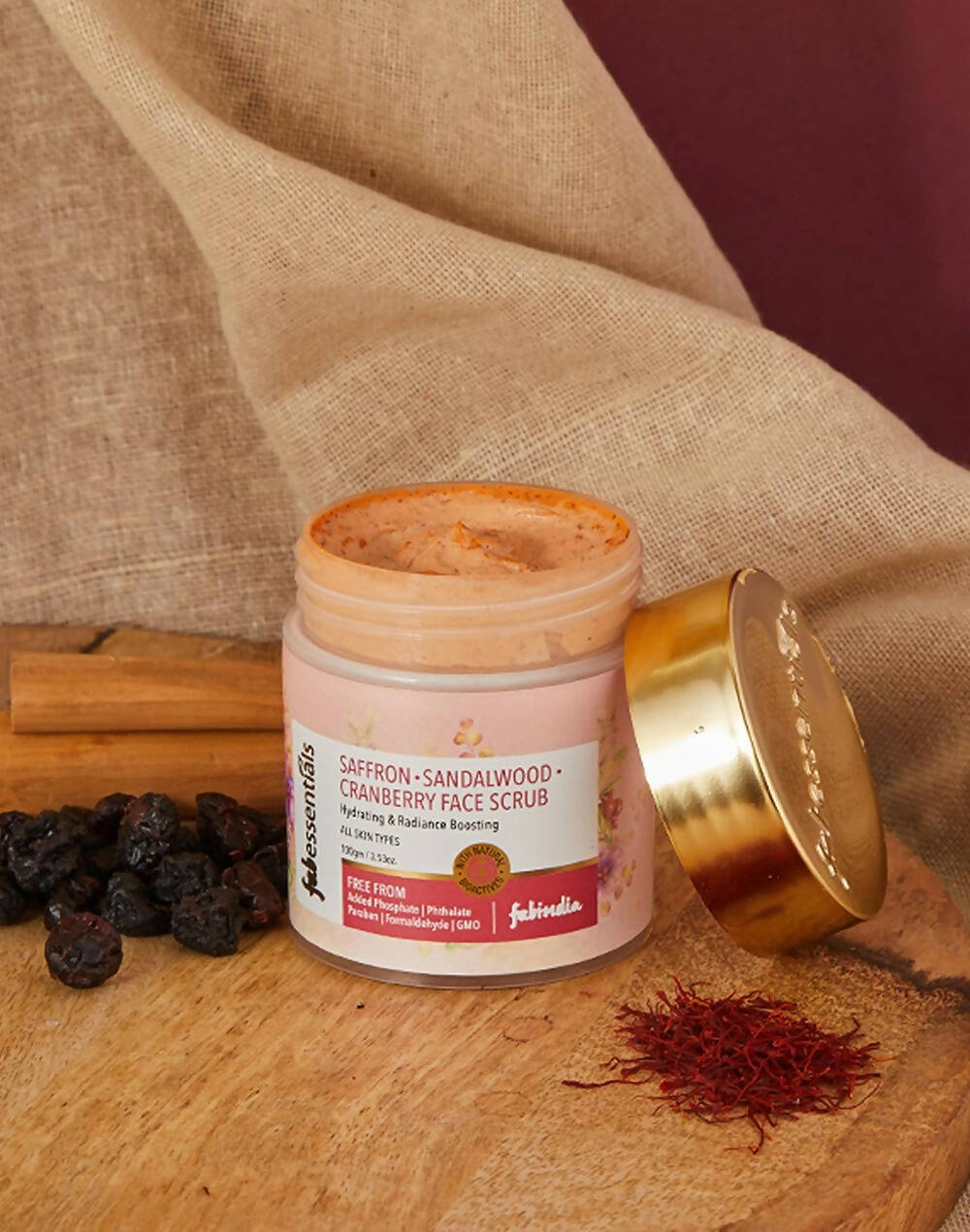 Fabessentials Saffron Sandalwood Cranberry Face Scrub