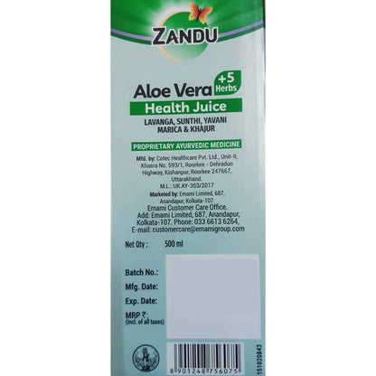 Zandu Aloe Vera And 5 Herbs Health Juice