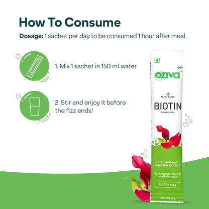 OZiva Plant Based Biotin Fizzy Drink Mix