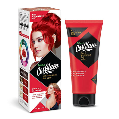Nisha Cosglam Semi Permanent Hair Color 23 Valentine Red - BUDNE