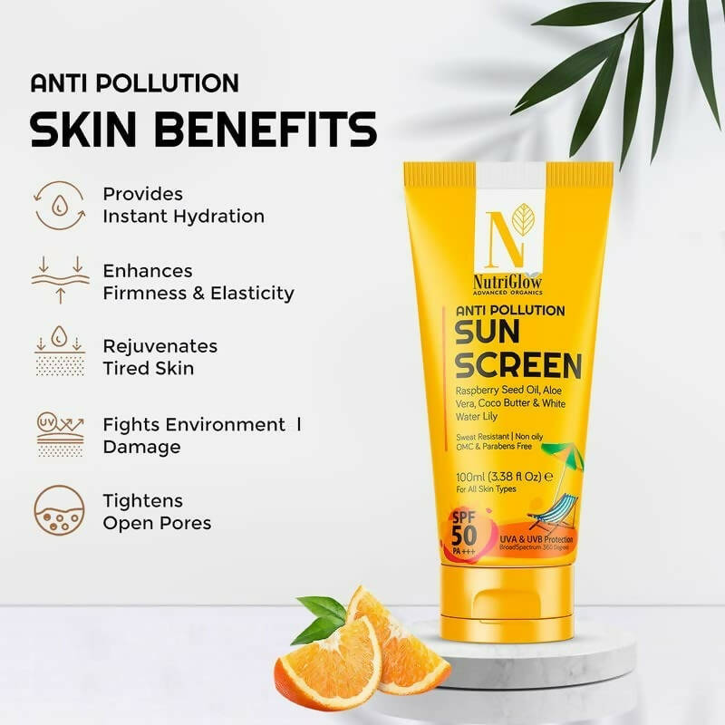 NutriGlow Advanced Organics Anti Pollution Sun Screen SPF 50 PA+++