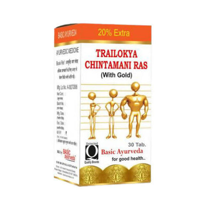 Basic Ayurveda Trailokya Chintamani Ras with Gold Tablets Benefits